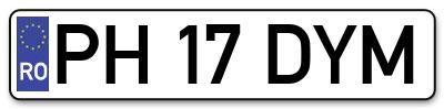 Placuta inmatriculare numar auto  PH-17-DYM, PH 17 DYM, PH17DYM