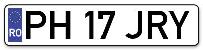 Placuta inmatriculare numar auto  PH-17-JRY, PH 17 JRY, PH17JRY