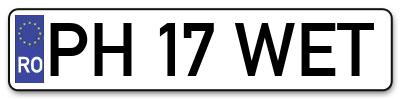 Placuta inmatriculare numar auto  PH-17-WET, PH 17 WET, PH17WET