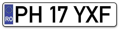 Placuta inmatriculare numar auto  PH-17-YXF, PH 17 YXF, PH17YXF
