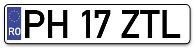 Placuta inmatriculare numar auto  PH-17-ZTL, PH 17 ZTL, PH17ZTL