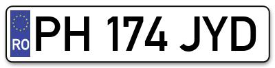 Placuta inmatriculare numar auto  PH-174-JYD, PH 174 JYD, PH174JYD