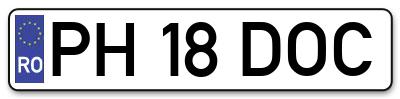 Placuta inmatriculare numar auto  PH-18-DOC, PH 18 DOC, PH18DOC
