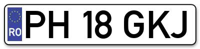 Placuta inmatriculare numar auto  PH-18-GKJ, PH 18 GKJ, PH18GKJ