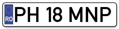 Placuta inmatriculare numar auto  PH-18-MNP, PH 18 MNP, PH18MNP