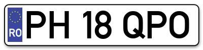 Placuta inmatriculare numar auto  PH-18-QPO, PH 18 QPO, PH18QPO