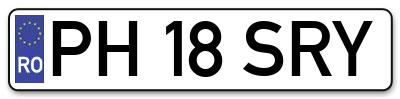 Placuta inmatriculare numar auto  PH-18-SRY, PH 18 SRY, PH18SRY