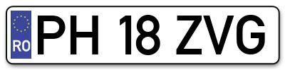 Placuta inmatriculare numar auto  PH-18-ZVG, PH 18 ZVG, PH18ZVG