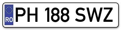 Placuta inmatriculare numar auto  PH-188-SWZ, PH 188 SWZ, PH188SWZ