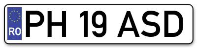 Placuta inmatriculare numar auto  PH-19-ASD, PH 19 ASD, PH19ASD