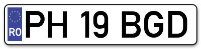 Placuta inmatriculare numar auto  PH-19-BGD, PH 19 BGD, PH19BGD