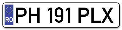 Placuta inmatriculare numar auto  PH-191-PLX, PH 191 PLX, PH191PLX