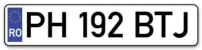 Placuta inmatriculare numar auto  PH-192-BTJ, PH 192 BTJ, PH192BTJ