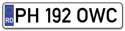 Placuta inmatriculare numar auto  PH-192-OWC, PH 192 OWC, PH192OWC
