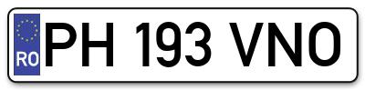 Placuta inmatriculare numar auto  PH-193-VNO, PH 193 VNO, PH193VNO