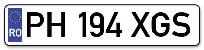 Placuta inmatriculare numar auto  PH-194-XGS, PH 194 XGS, PH194XGS