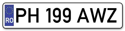 Placuta inmatriculare numar auto  PH-199-AWZ, PH 199 AWZ, PH199AWZ