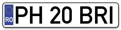 Placuta inmatriculare numar auto  PH-20-BRI, PH 20 BRI, PH20BRI