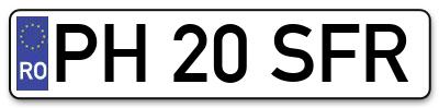 Placuta inmatriculare numar auto  PH-20-SFR, PH 20 SFR, PH20SFR