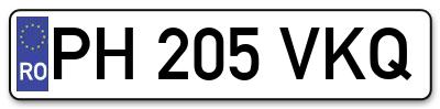 Placuta inmatriculare numar auto  PH-205-VKQ, PH 205 VKQ, PH205VKQ