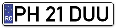 Placuta inmatriculare numar auto  PH-21-DUU, PH 21 DUU, PH21DUU