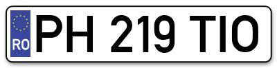 Placuta inmatriculare numar auto  PH-219-TIO, PH 219 TIO, PH219TIO