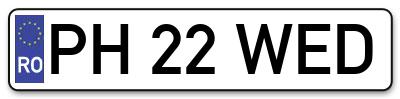 Placuta inmatriculare numar auto  PH-22-WED, PH 22 WED, PH22WED