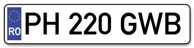 Placuta inmatriculare numar auto  PH-220-GWB, PH 220 GWB, PH220GWB