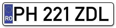 Placuta inmatriculare numar auto  PH-221-ZDL, PH 221 ZDL, PH221ZDL