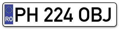Placuta inmatriculare numar auto  PH-224-OBJ, PH 224 OBJ, PH224OBJ