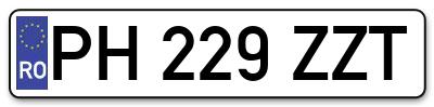Placuta inmatriculare numar auto  PH-229-ZZT, PH 229 ZZT, PH229ZZT