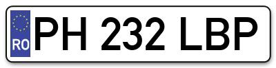 Placuta inmatriculare numar auto  PH-232-LBP, PH 232 LBP, PH232LBP