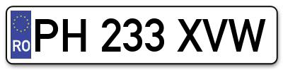 Placuta inmatriculare numar auto  PH-233-XVW, PH 233 XVW, PH233XVW