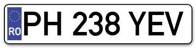Placuta inmatriculare numar auto  PH-238-YEV, PH 238 YEV, PH238YEV