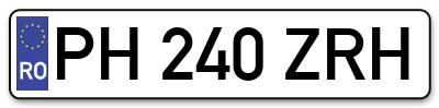 Placuta inmatriculare numar auto  PH-240-ZRH, PH 240 ZRH, PH240ZRH