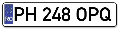 Placuta inmatriculare numar auto  PH-248-OPQ, PH 248 OPQ, PH248OPQ