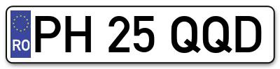 Placuta inmatriculare numar auto  PH-25-QQD, PH 25 QQD, PH25QQD