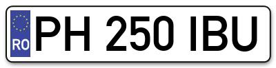 Placuta inmatriculare numar auto  PH-250-IBU, PH 250 IBU, PH250IBU