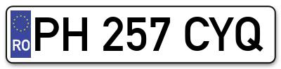 Placuta inmatriculare numar auto  PH-257-CYQ, PH 257 CYQ, PH257CYQ
