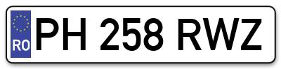 Placuta inmatriculare numar auto  PH-258-RWZ, PH 258 RWZ, PH258RWZ