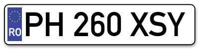 Placuta inmatriculare numar auto  PH-260-XSY, PH 260 XSY, PH260XSY