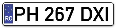 Placuta inmatriculare numar auto  PH-267-DXI, PH 267 DXI, PH267DXI