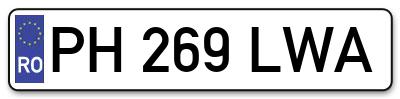 Placuta inmatriculare numar auto  PH-269-LWA, PH 269 LWA, PH269LWA