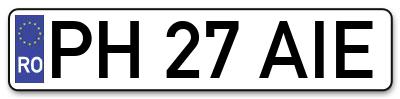 Placuta inmatriculare numar auto  PH-27-AIE, PH 27 AIE, PH27AIE