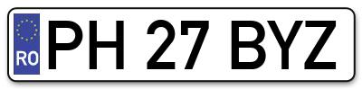 Placuta inmatriculare numar auto  PH-27-BYZ, PH 27 BYZ, PH27BYZ