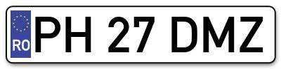 Placuta inmatriculare numar auto  PH-27-DMZ, PH 27 DMZ, PH27DMZ