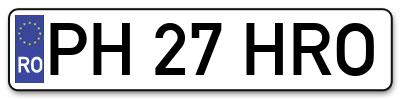 Placuta inmatriculare numar auto  PH-27-HRO, PH 27 HRO, PH27HRO
