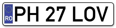 Placuta inmatriculare numar auto  PH-27-LOV, PH 27 LOV, PH27LOV
