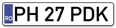 Placuta inmatriculare numar auto  PH-27-PDK, PH 27 PDK, PH27PDK