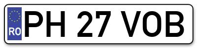 Placuta inmatriculare numar auto  PH-27-VOB, PH 27 VOB, PH27VOB